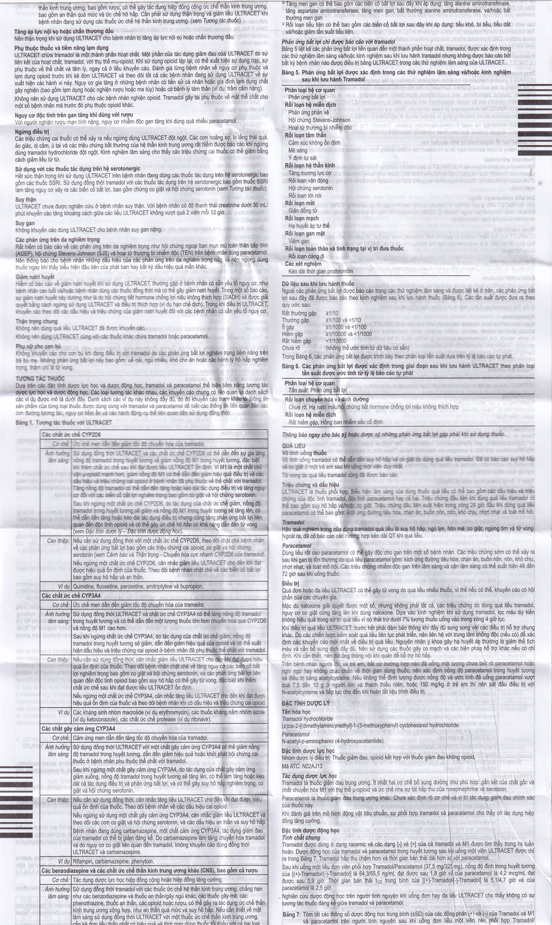 Thuốc Ultracet Janssen hỗ trợ điều trị cơn đau từ trung bình đến nặng (3 vỉ x 10 viên)