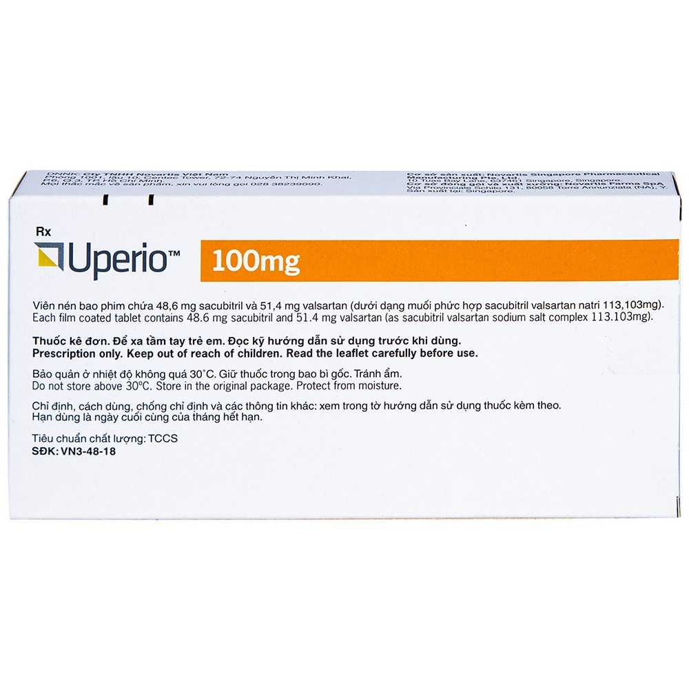 Thuốc Uperio 100mg Novartis điều trị suy tim (2 vỉ x 14 viên)