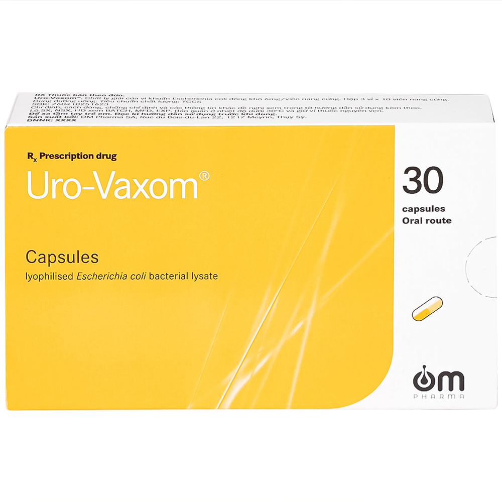 Thuốc Uro-Vaxom OM Pharma tăng cường miễn dịch do nhiễm khuẩn đường tiết niệu (3 vỉ x 10 viên)