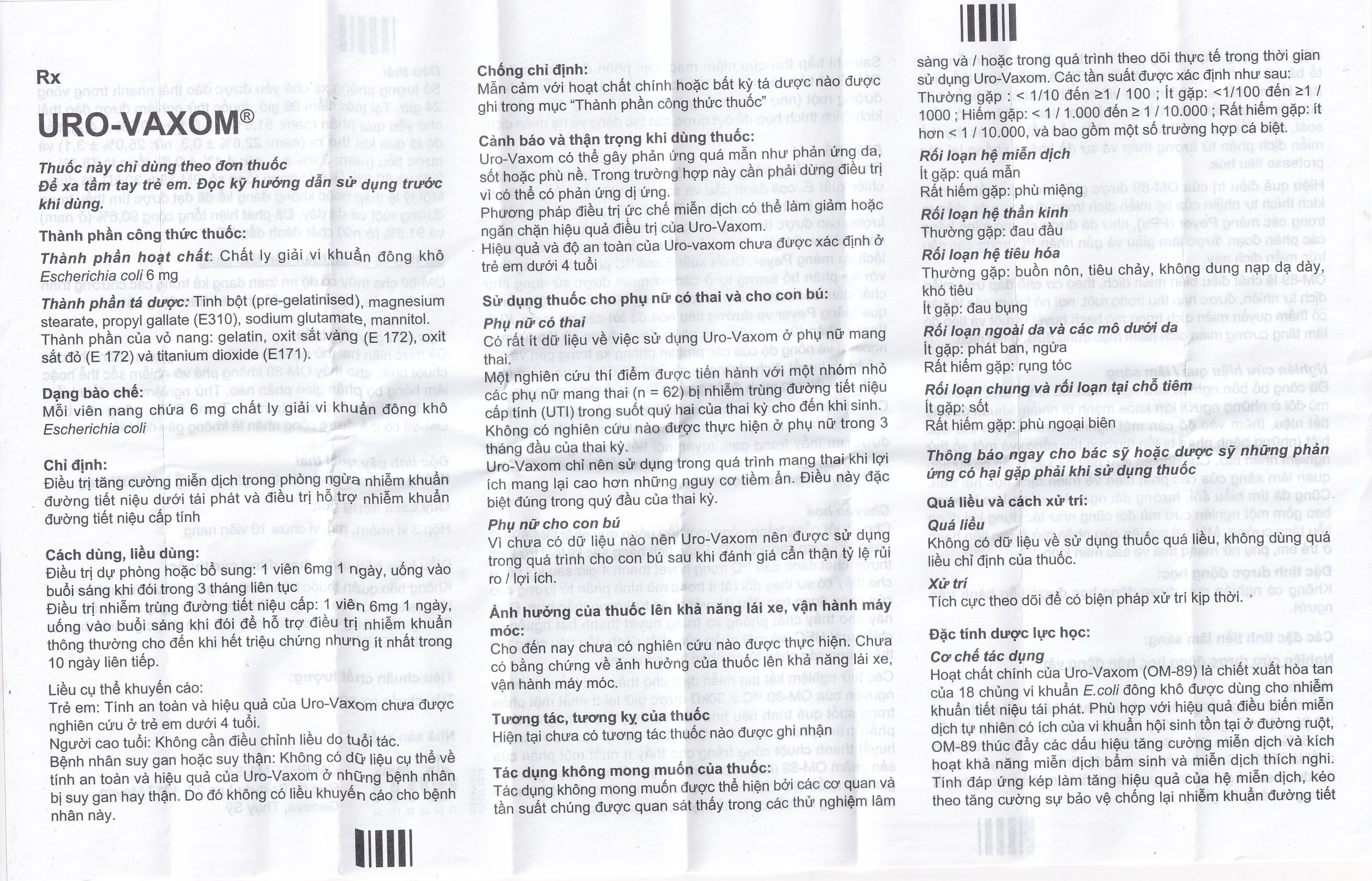 Thuốc Uro-Vaxom OM Pharma tăng cường miễn dịch do nhiễm khuẩn đường tiết niệu (3 vỉ x 10 viên)