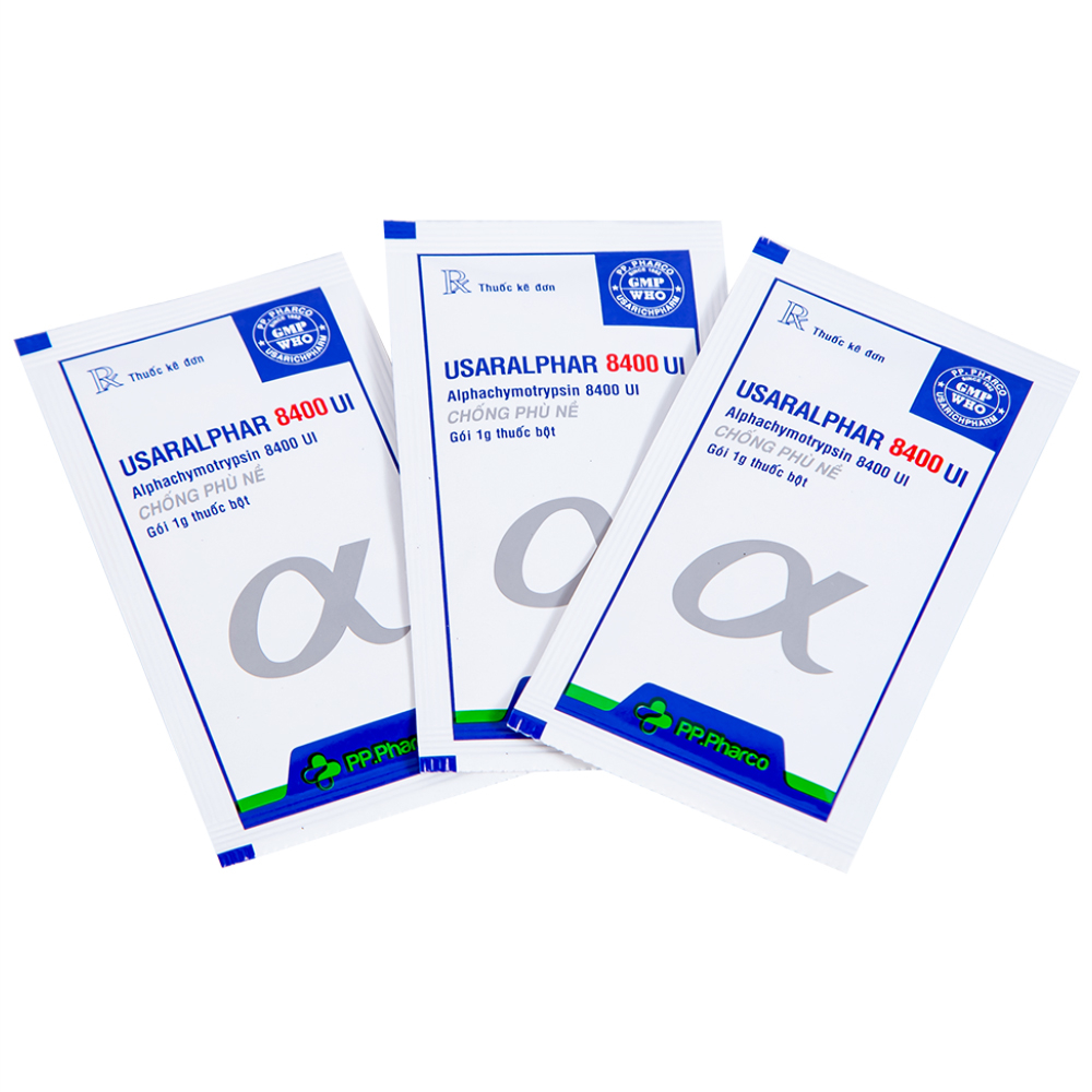 Thuốc Usaralphar 8400 UI Usarichpharm điều trị phù nề sau chấn thương, tổn thương mô mềm (30 gói x 1g)