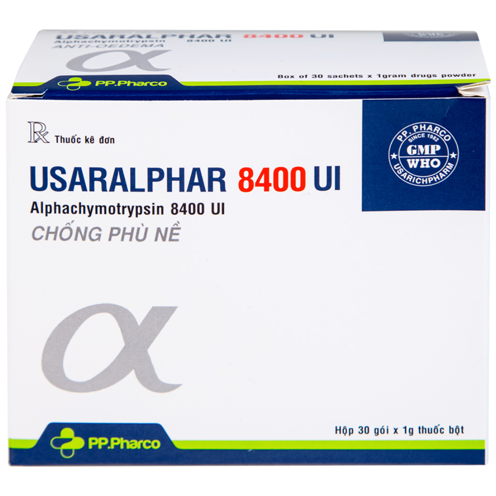 Thuốc Usaralphar 8400 UI Usarichpharm điều trị phù nề sau chấn thương, tổn thương mô mềm (30 gói x 1g)