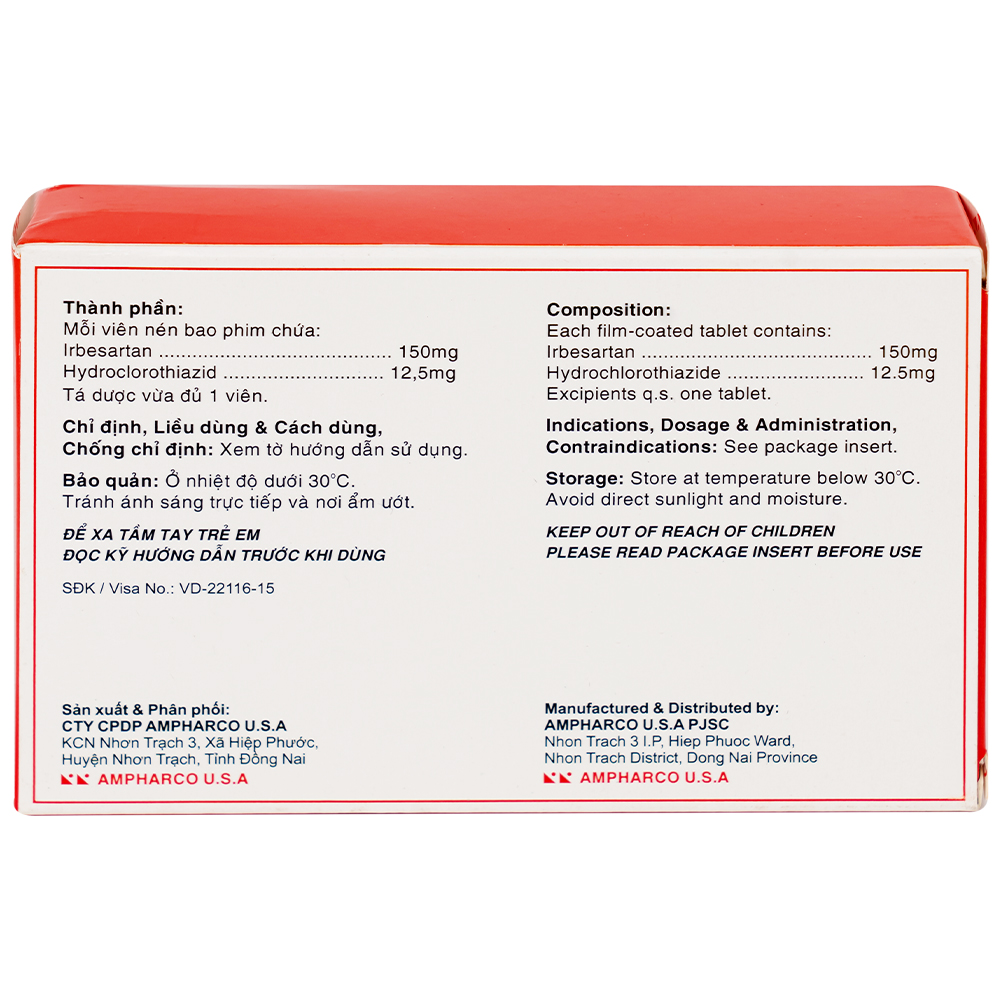 Thuốc Usasartim Plus 150 Ampharco điều trị tăng huyết áp (3 vỉ x 10 viên)