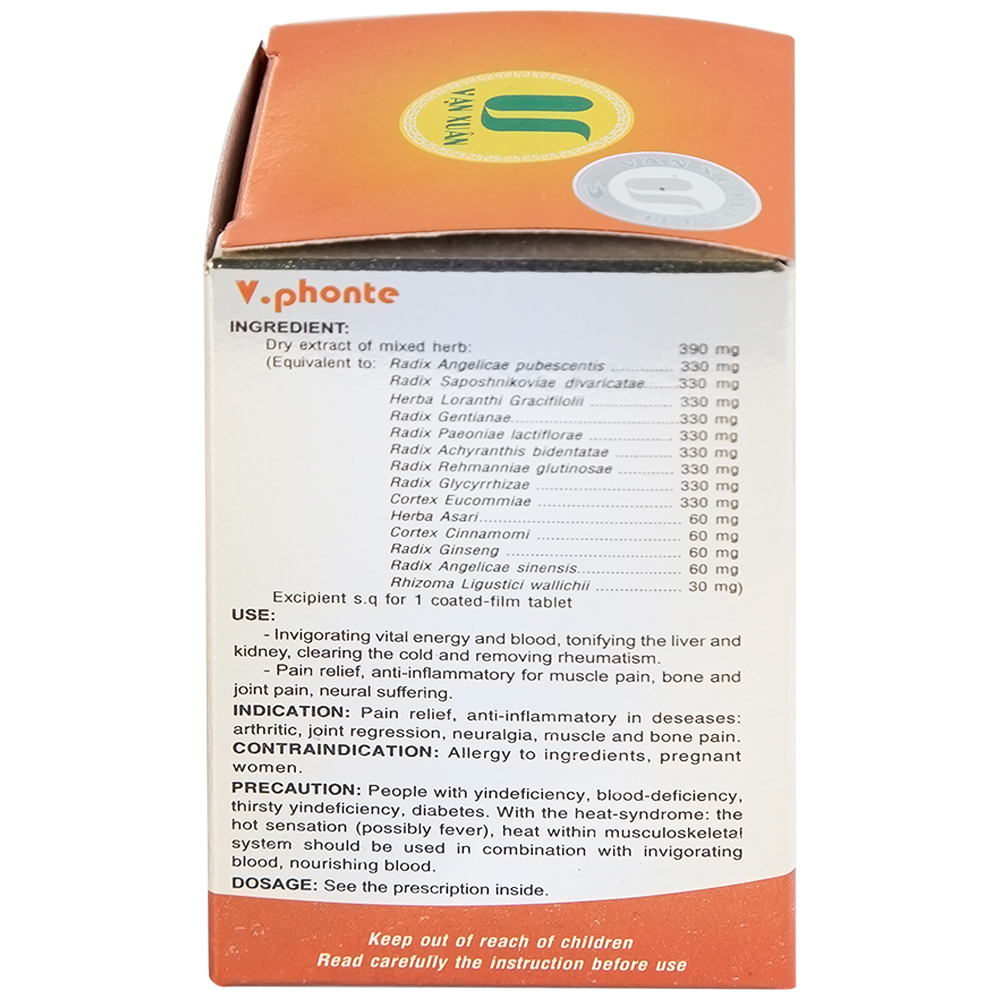 Thuốc V.phonte Vạn Xuân chữa trị phong thấp (40 viên)