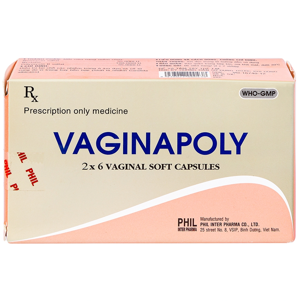 Viên đặt phụ khoa Vaginapoly Phil Inter điều trị nhiễm trùng ở âm đạo (2 vỉ x 6 viên)