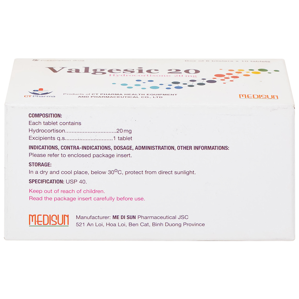 Valgesic 20mg Medisun liệu pháp thay thế tăng sản lượng thận ở trẻ (6 vỉ x 10 viên)