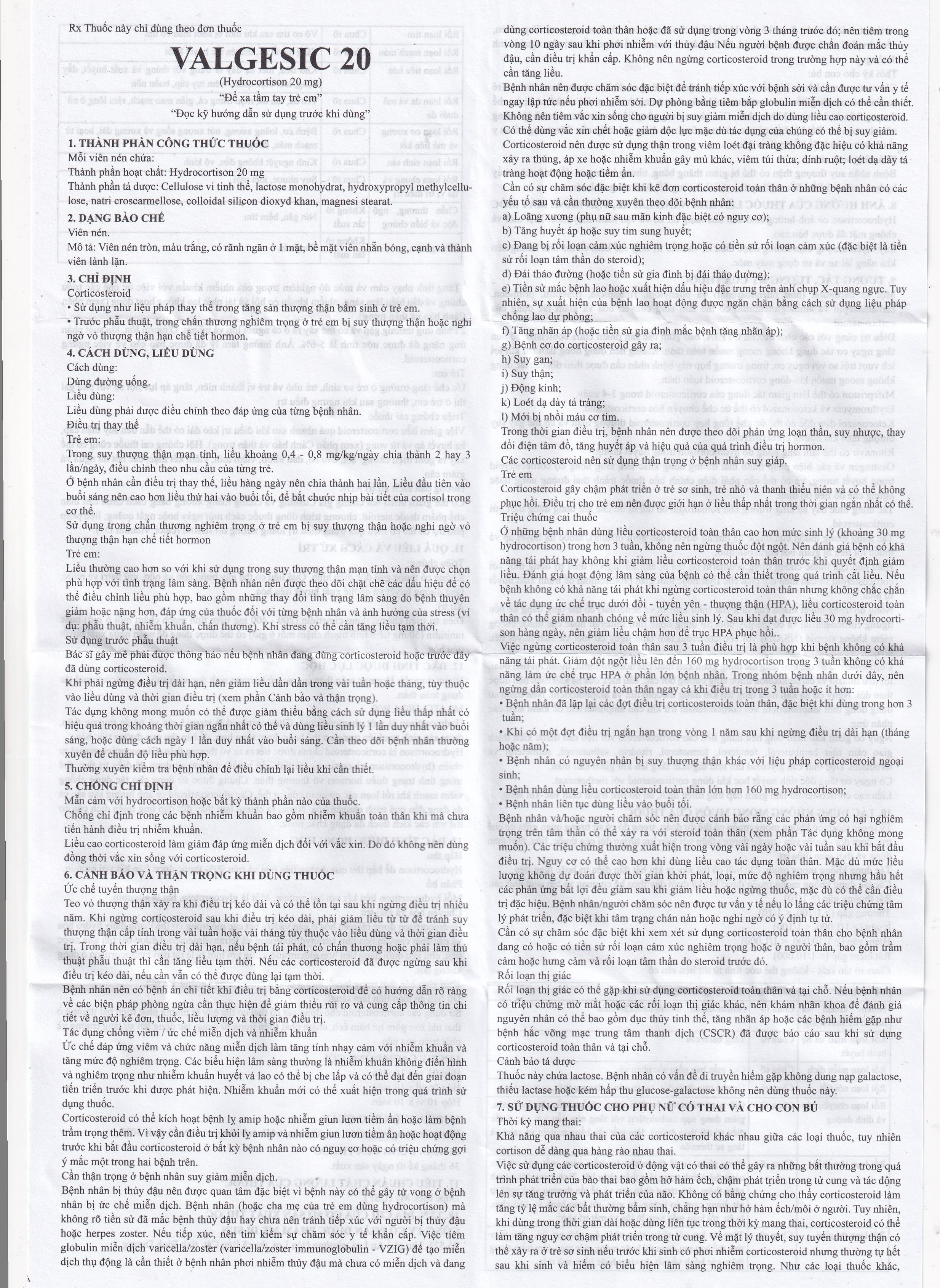 Valgesic 20mg Medisun liệu pháp thay thế tăng sản lượng thận ở trẻ (6 vỉ x 10 viên)