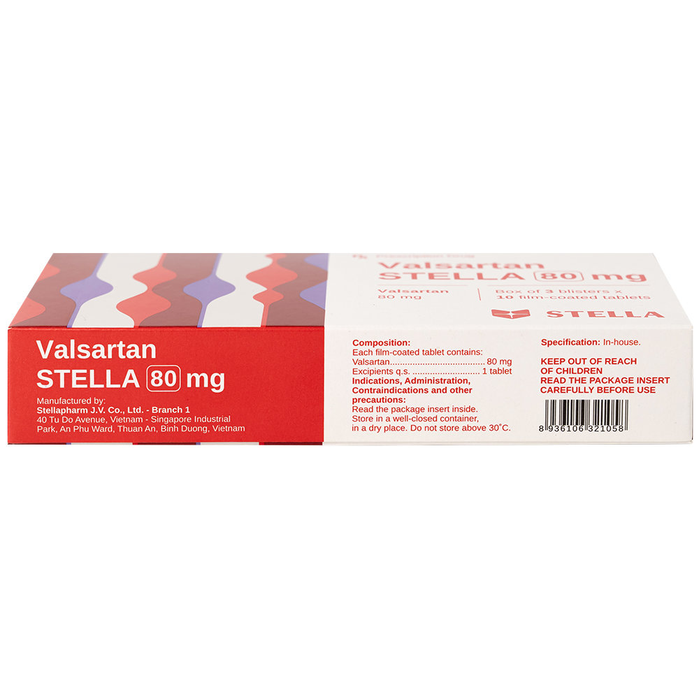 Thuốc Vansartan 80mg Stella điều trị tăng huyết áp, suy tim (3 vỉ x 10 viên)
