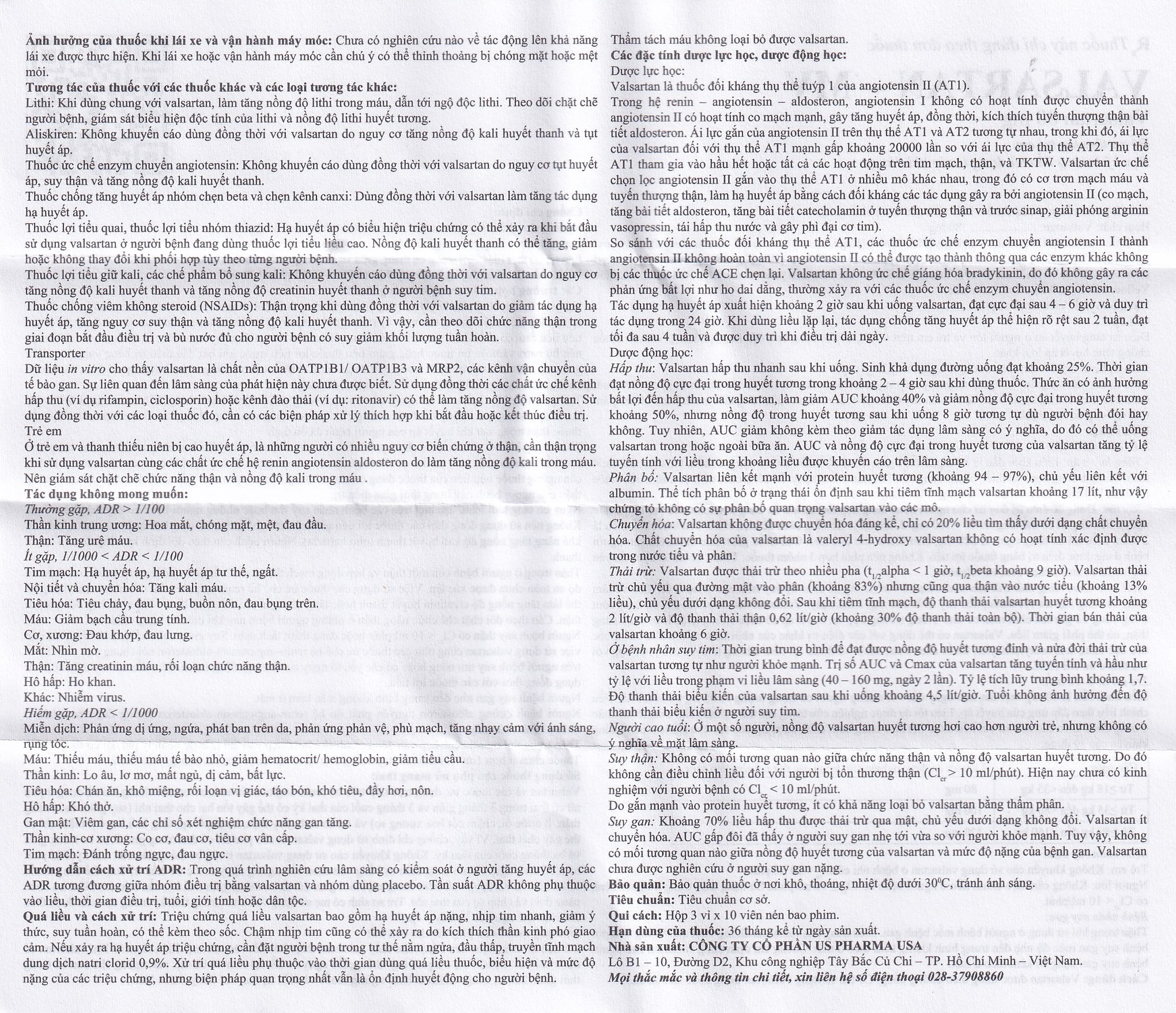 Thuốc Valsartan-MV 80mg USP điều trị bệnh tăng huyết áp và suy tim (3 vỉ x 10 viên)