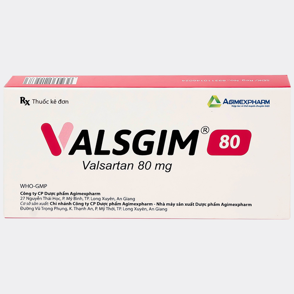 Thuốc Valsgim 80 Agimexpharm điều trị tăng huyết áp, suy tim (2 vỉ x 14 viên)