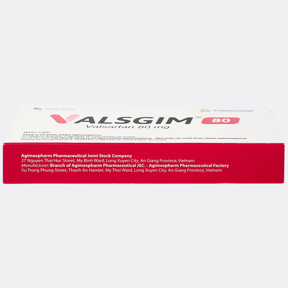 Thuốc Valsgim 80 Agimexpharm điều trị tăng huyết áp, suy tim (2 vỉ x 14 viên)