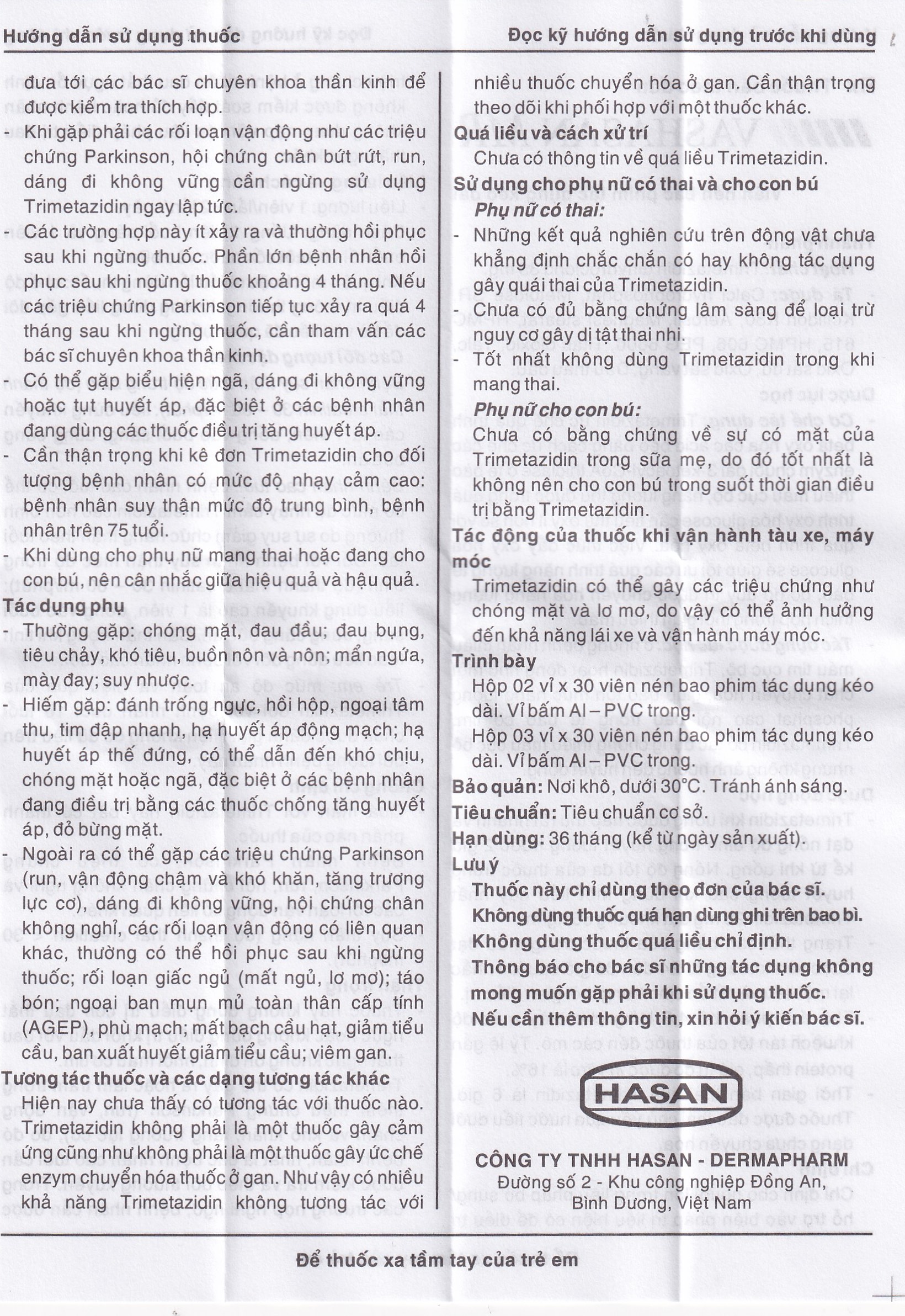 Thuốc Vashasan MR 35 Hasan điều trị đau thắt ngực (3 vỉ x 30 viên)