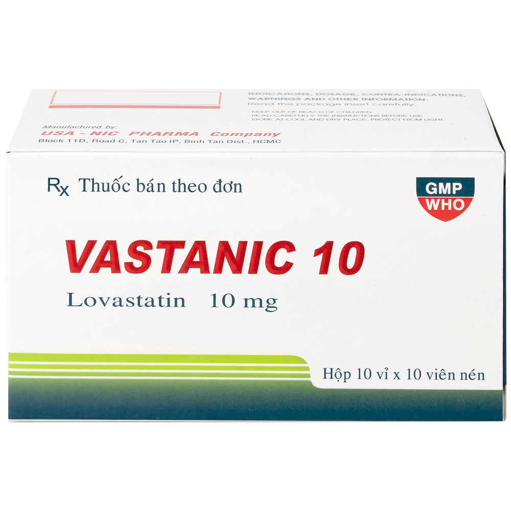 Thuốc Vastanic 10 Usa - Nic Pharma điều trị rối loạn lipid, làm giảm cholesterol (10 vỉ x 10 viên)