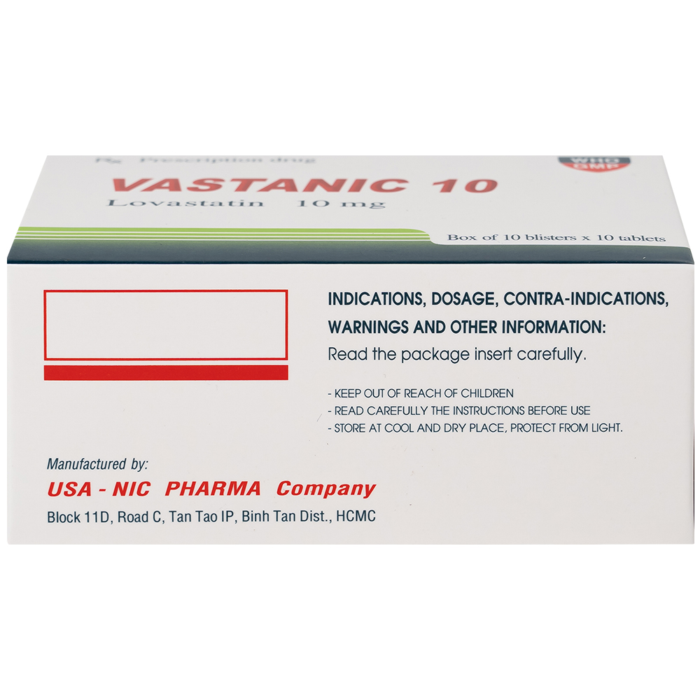 Thuốc Vastanic 10 Usa - Nic Pharma điều trị rối loạn lipid, làm giảm cholesterol (10 vỉ x 10 viên)