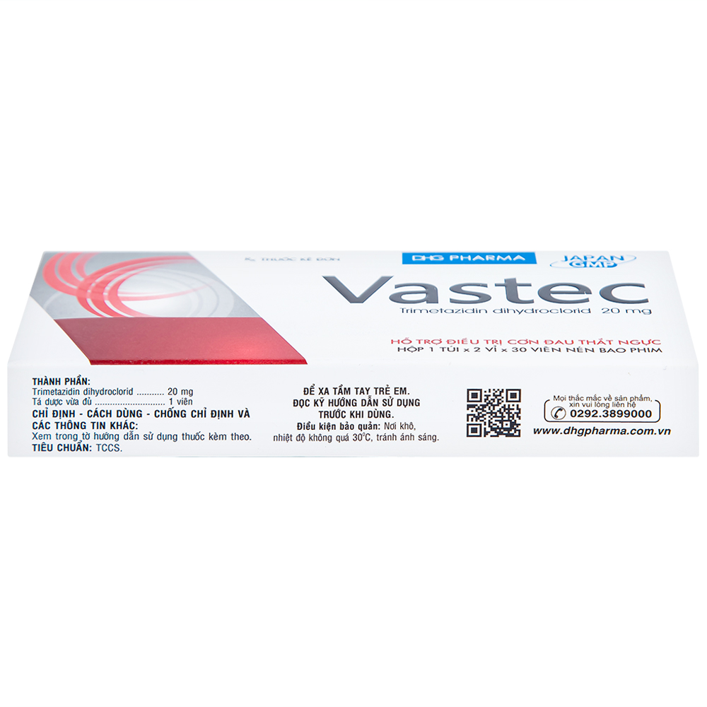 Thuốc Vastec DHG điều trị đau thắt ngực ổn định (2 vỉ x 30 viên)