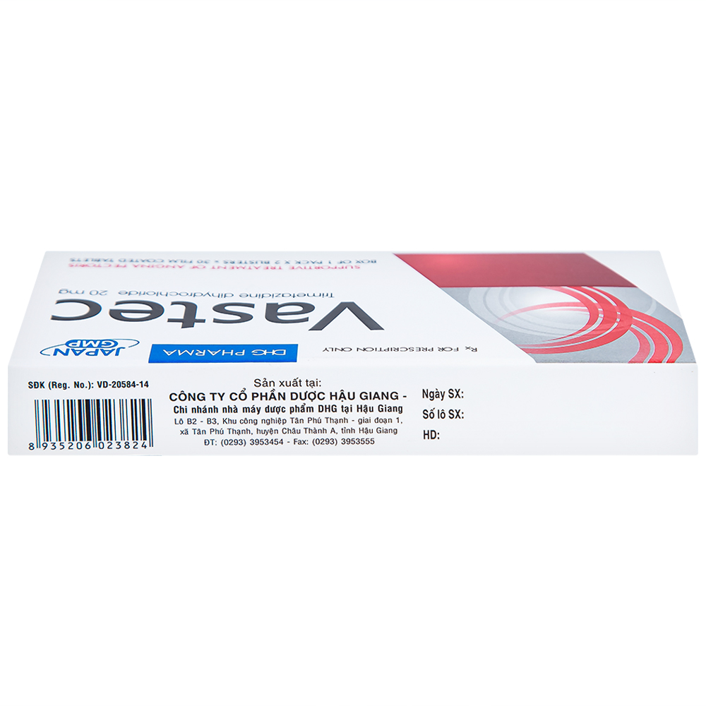 Thuốc Vastec DHG điều trị đau thắt ngực ổn định (2 vỉ x 30 viên)