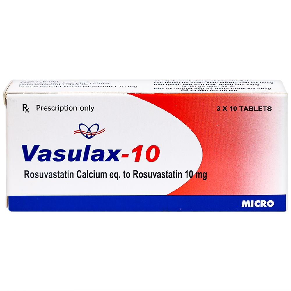 Thuốc Vasulax-10 Micro điều trị rối loạn lipid máu (3 vỉ x 10 viên)