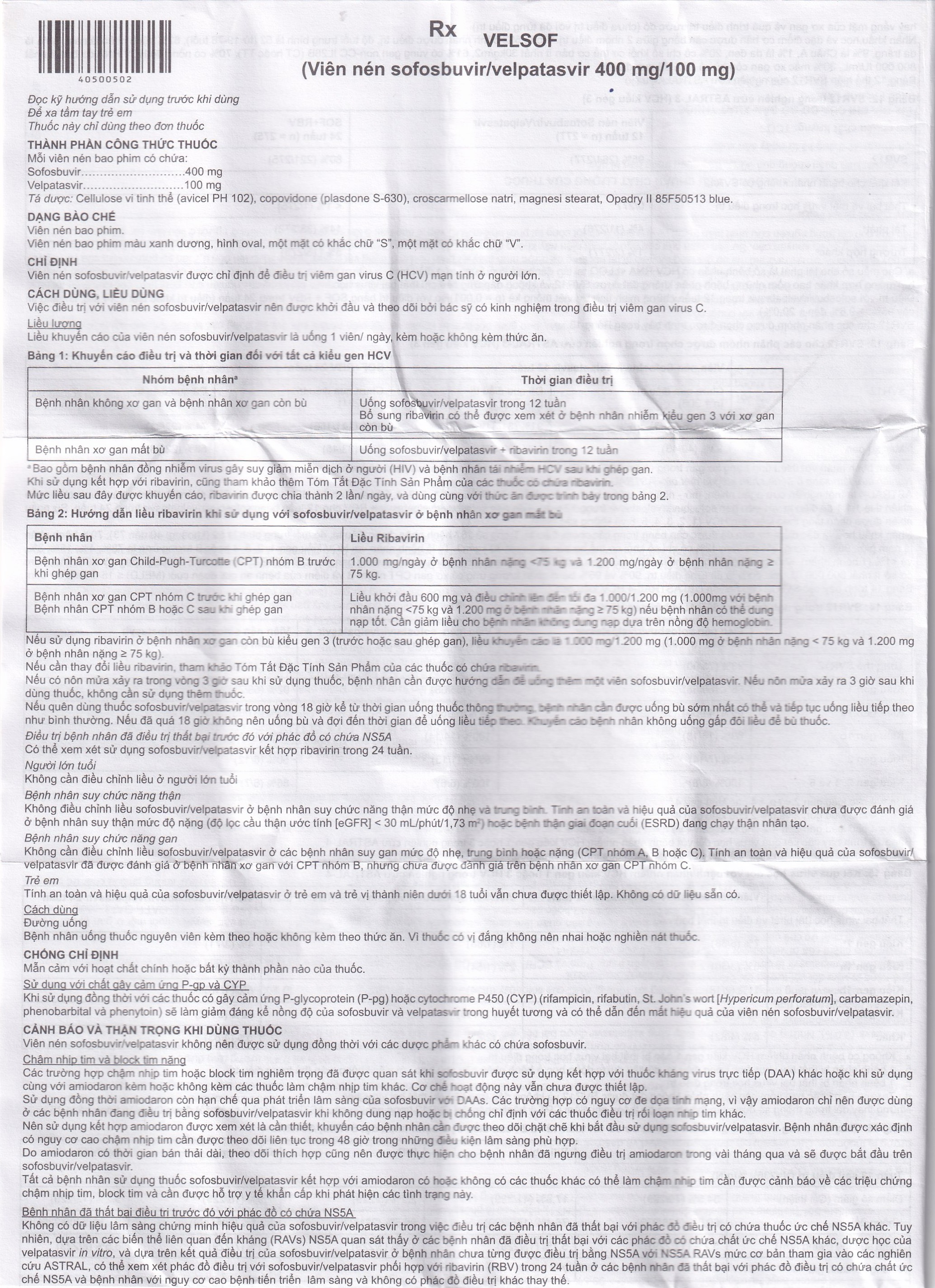 Thuốc Velsof 400mg/100mg Natco điều trị viêm gan virus C mạn tính ở người lớn (28 viên)