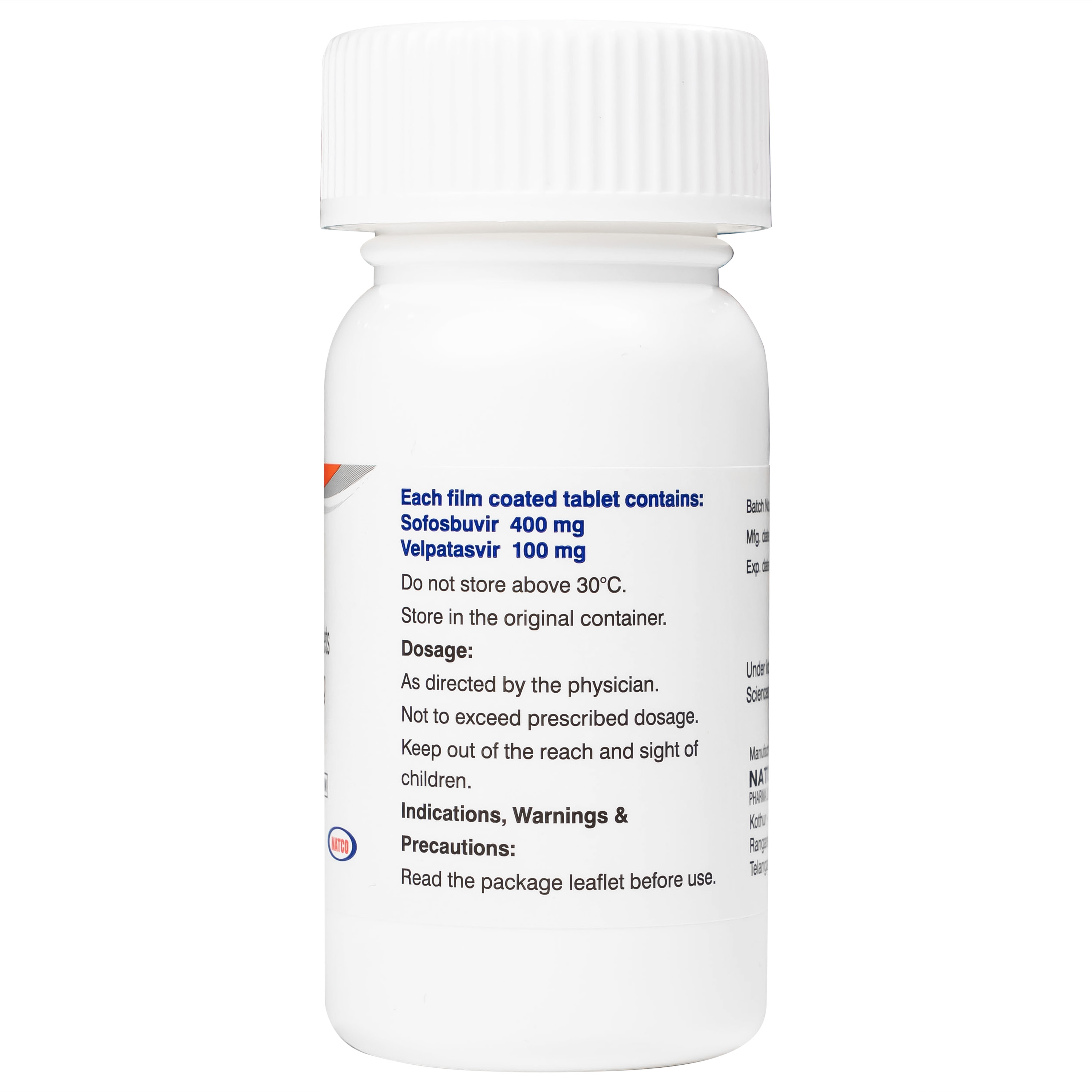 Thuốc Velsof 400mg/100mg Natco điều trị viêm gan virus C mạn tính ở người lớn (28 viên)