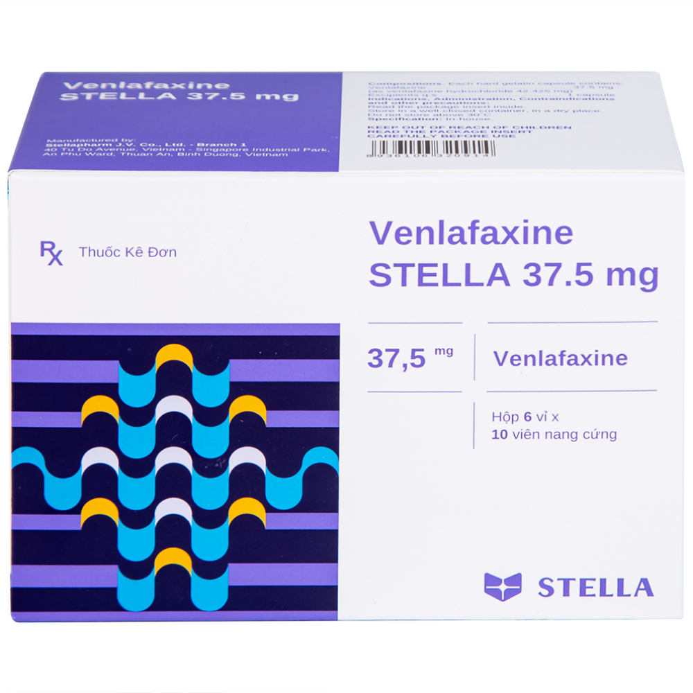 Thuốc Venlafaxine Stella 37.5mg điều trị các cơn trầm cảm nặng (6 vỉ x 10 viên)