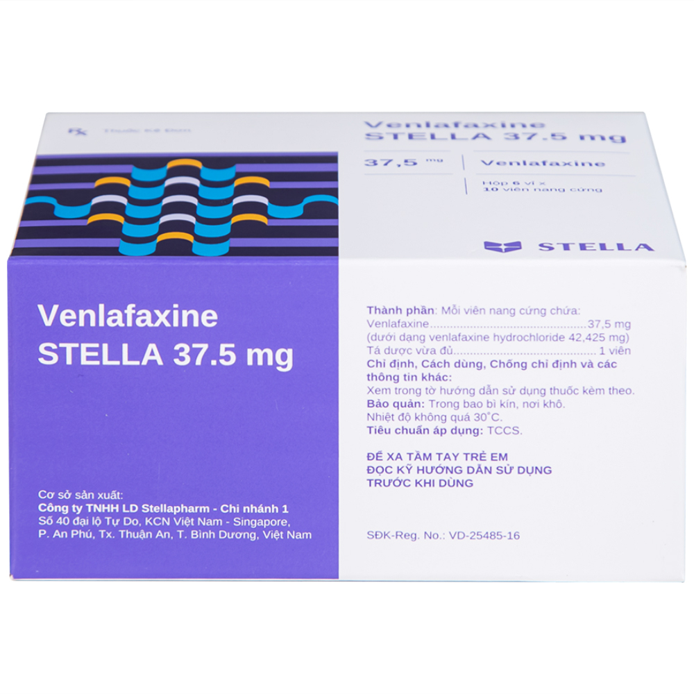 Thuốc Venlafaxine Stella 37.5mg điều trị các cơn trầm cảm nặng (6 vỉ x 10 viên)