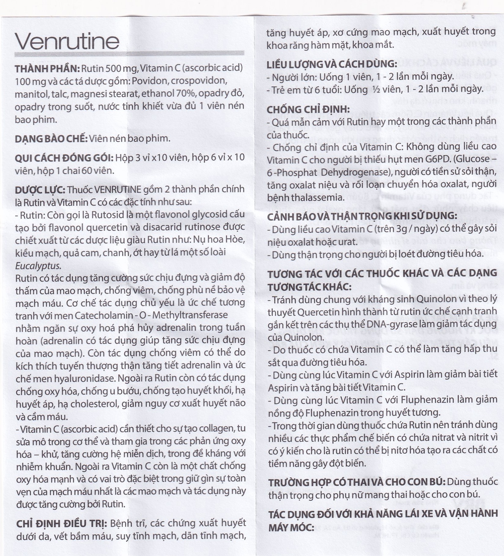 Thuốc Venrutine 500mg/100mg BRV điều trị bệnh trĩ, các chứng xuất huyết dưới da (3 vỉ x 10 viên)