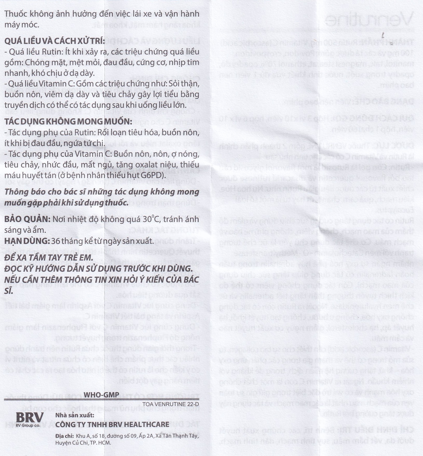 Thuốc Venrutine 500mg/100mg BRV điều trị bệnh trĩ, các chứng xuất huyết dưới da (3 vỉ x 10 viên)