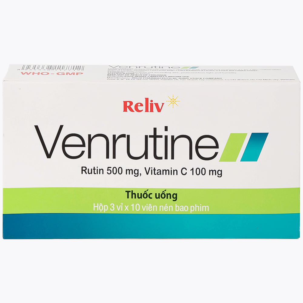 Thuốc Venrutine Reliv điều trị bệnh trĩ, các chứng xuất huyết dưới da, vết bầm máu (3 vỉ x 10 viên)