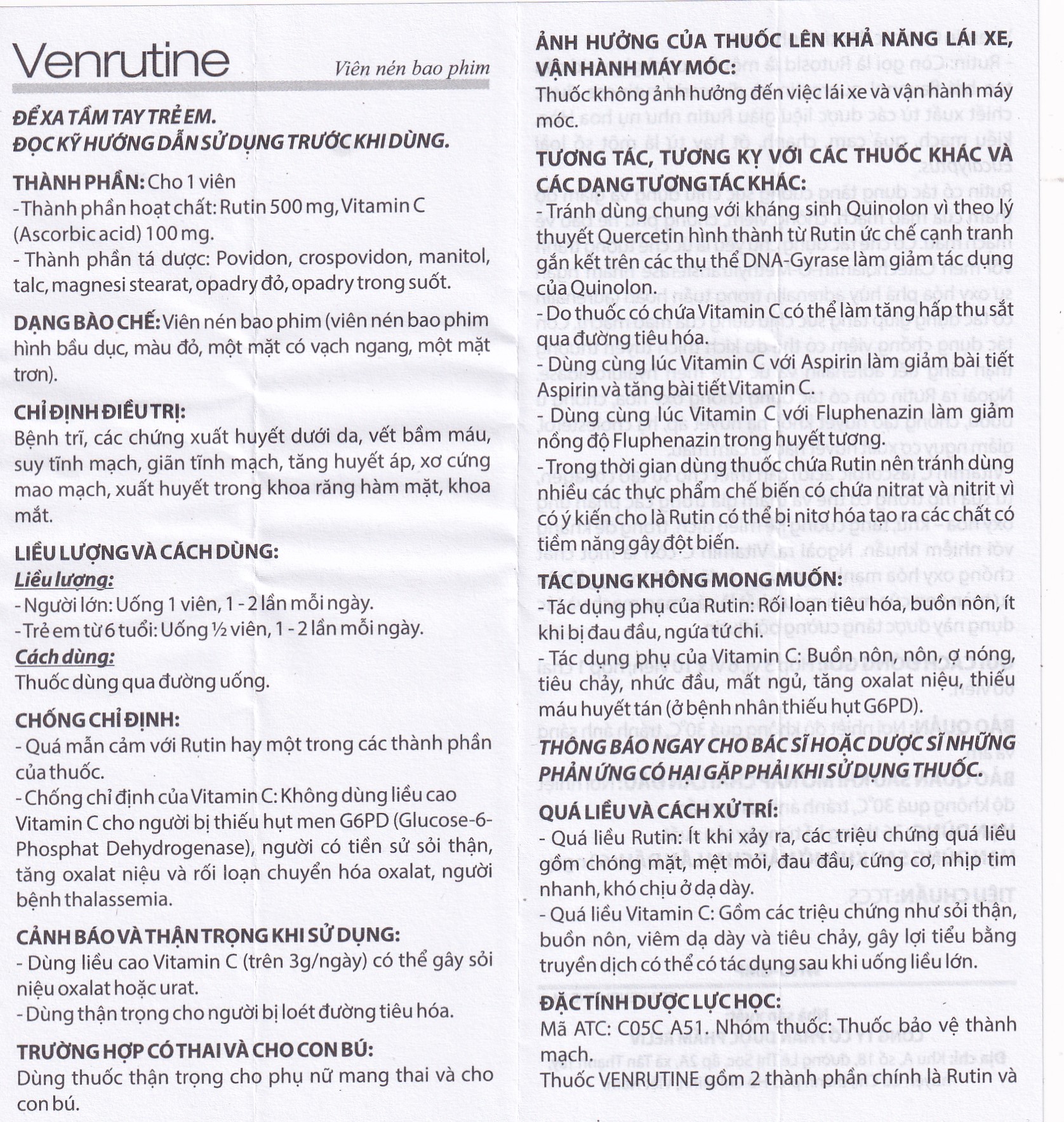 Thuốc Venrutine Reliv điều trị bệnh trĩ, các chứng xuất huyết dưới da, vết bầm máu (3 vỉ x 10 viên)