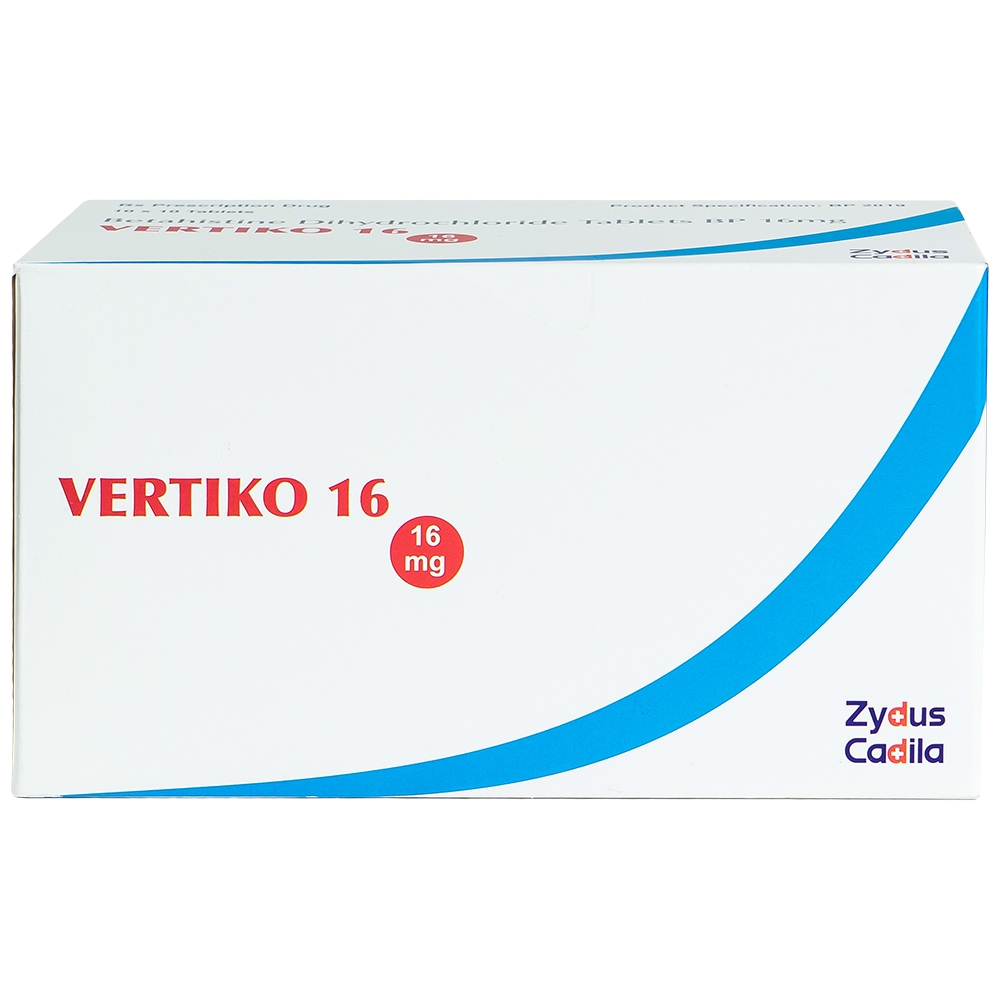 Thuốc Vertiko 16 Cadila điều trị chóng mặt, suy giảm thính giác (10 vỉ x 10 viên)