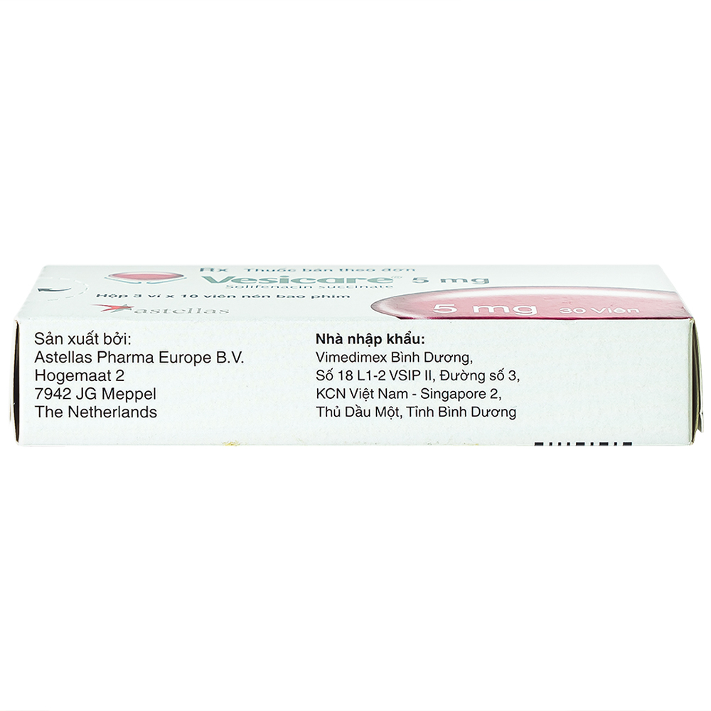 Thuốc Vesicare 5mg Astellas điều trị triệu chứng tiểu không tự chủ (3 vỉ x 10 viên)