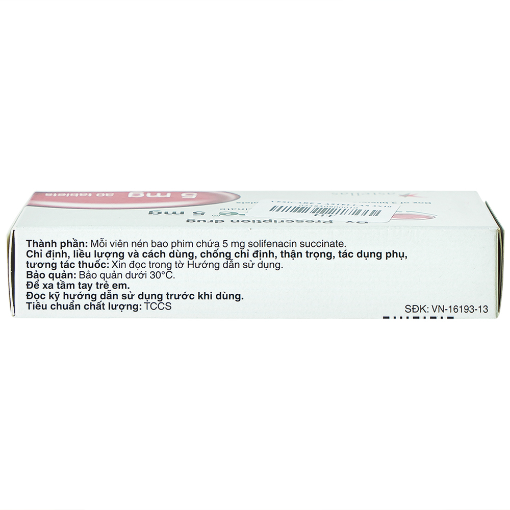 Thuốc Vesicare 5mg Astellas điều trị triệu chứng tiểu không tự chủ (3 vỉ x 10 viên)