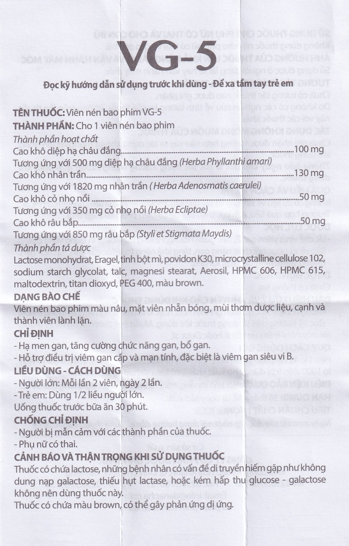 Thuốc VG-5 Danapha điều trị hạ men gan, viêm gan (40 viên) 