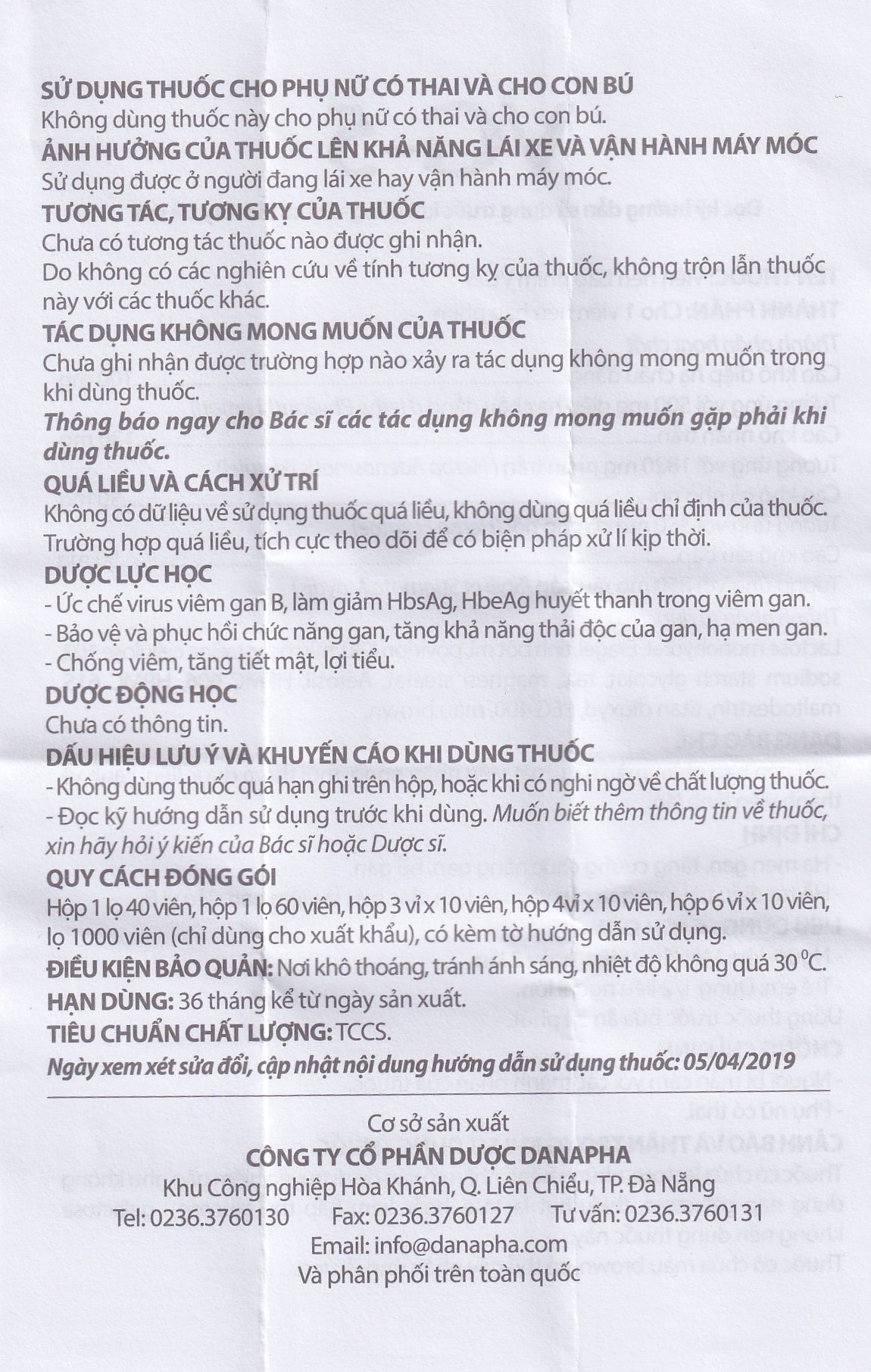 Thuốc VG-5 Danapha điều trị hạ men gan, viêm gan (40 viên) 