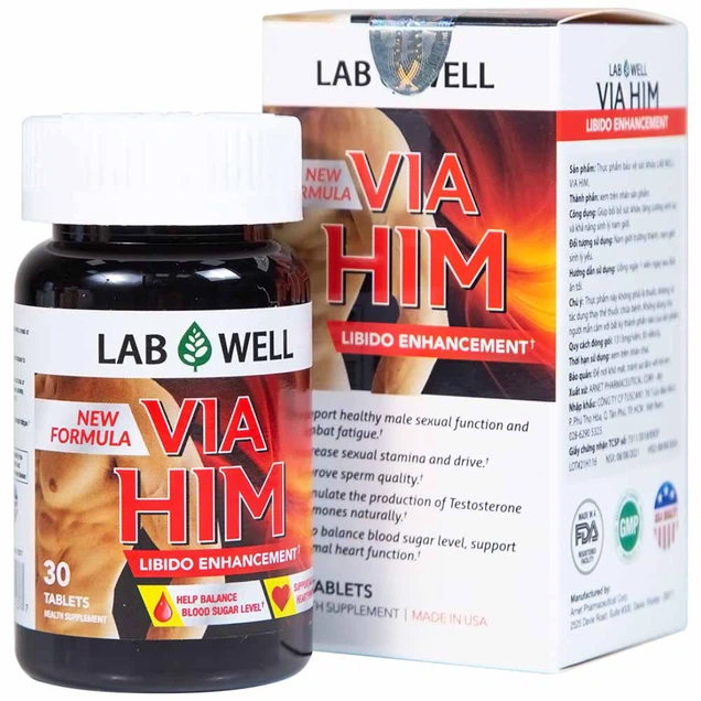 Viên uống giúp tăng cường sinh lực và khả năng sinh lý nam Via Him Lab Well (30 viên)