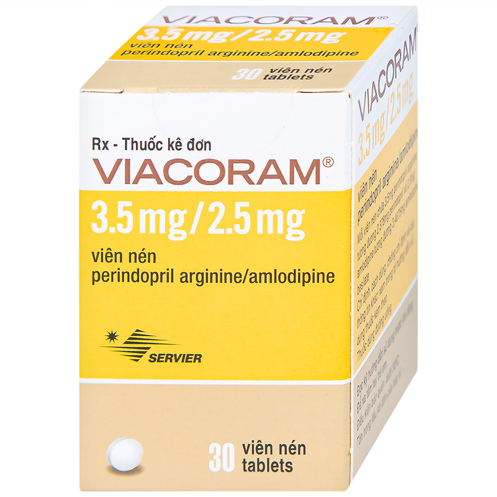 Thuốc Viacoram 3.5mg/2.5mg Servier điều trị tăng huyết áp vô căn (30 viên)