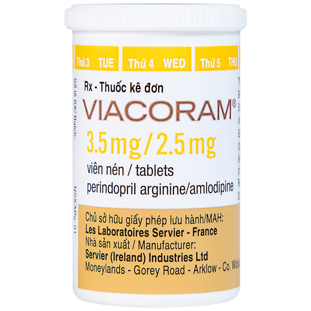 Thuốc Viacoram 3.5mg/2.5mg Servier điều trị tăng huyết áp vô căn (30 viên)