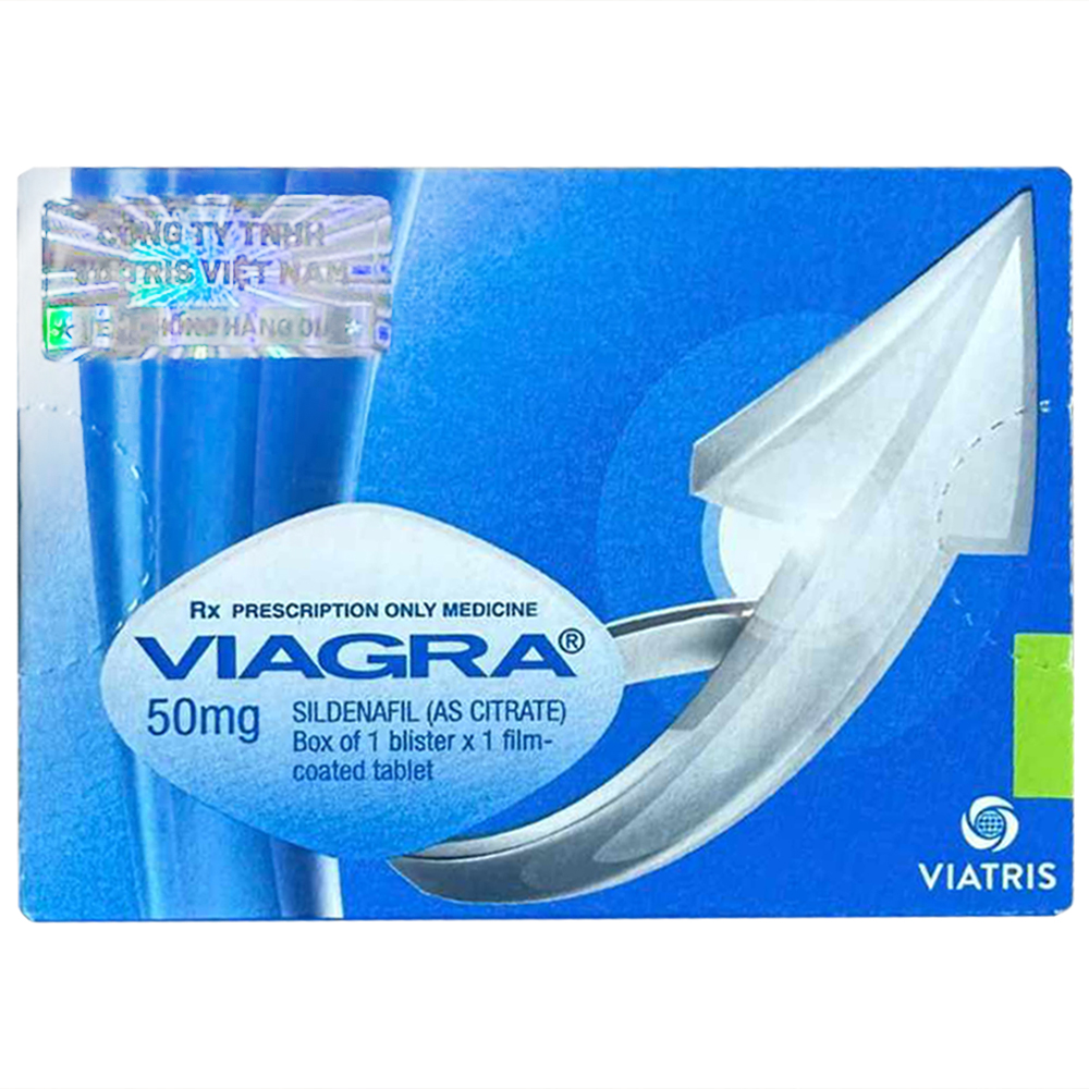 Thuốc Viagra 50mg Viatris điều trị rối loạn cương dương (1 vỉ x 1 viên)