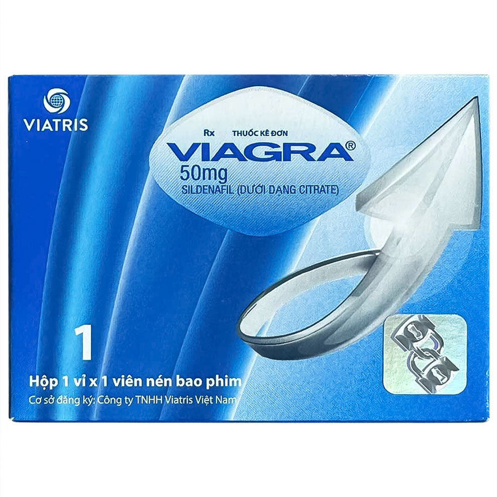 Thuốc Viagra 50mg Viatris điều trị rối loạn cương dương (1 vỉ x 1 viên)