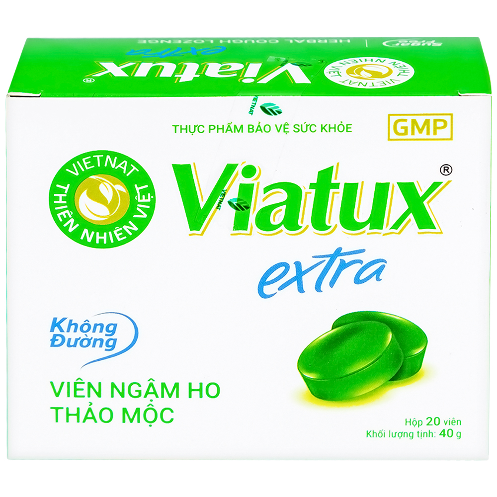 Kẹo Ngậm Ho Không Đường Viatux Extra (20 viên)
