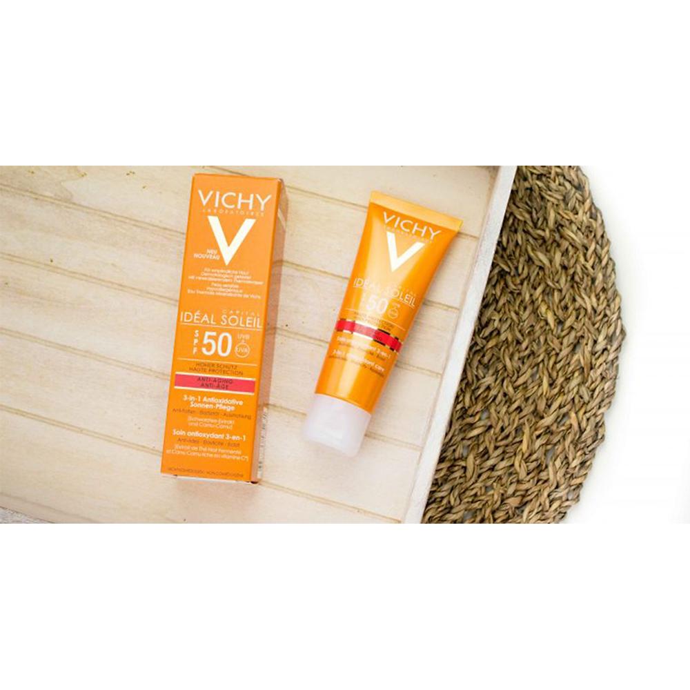 Kem chống nắng ngừa lão hóa 3 in 1 Vichy Capital Soleil SPF 50 UVB + UVA 50ml