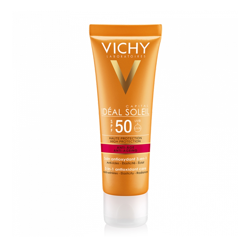 Kem chống nắng ngừa lão hóa 3 in 1 Vichy Capital Soleil SPF 50 UVB + UVA 50ml