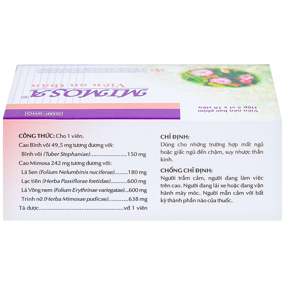Viên an thần Mimosa OPC dùng cho trường hợp mất ngủ, suy nhược thần kinh (5 vỉ x 10 viên)