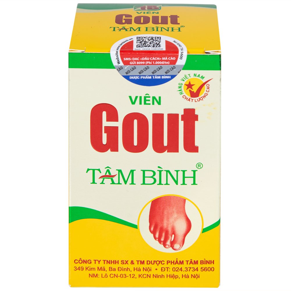 Viên hỗ trợ giảm triệu chứng đau do gút Gout Tâm Bình (60 viên)