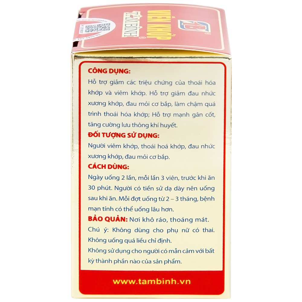 Viên uống giảm thoái hóa khớp viêm khớp Tâm Bình (60 viên)