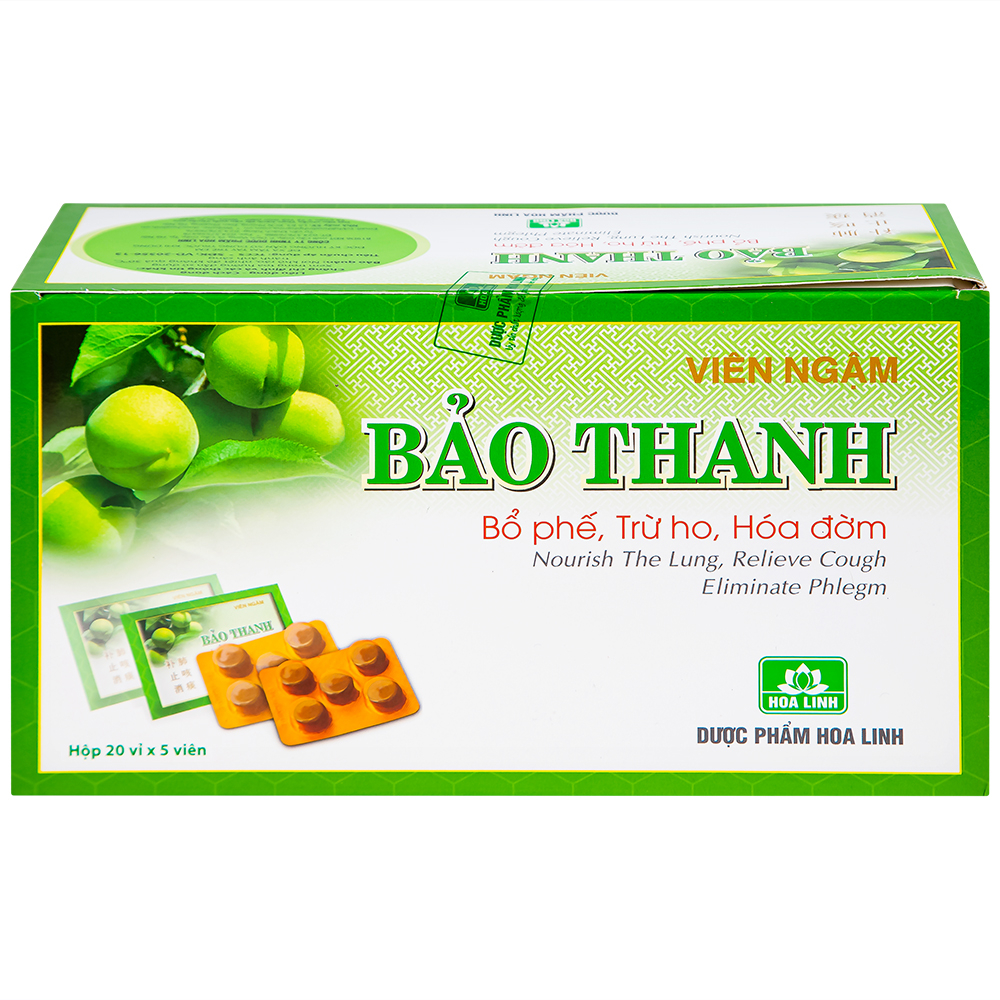 Viên ngậm Bảo Thanh Hoa Linh bổ phế, trừ ho, hoá đờm (20 vỉ x 5 viên)