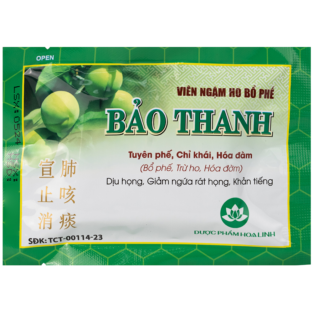 Viên ngậm ho bổ phế Bảo Thanh trừ ho, hoá đờm (20 vỉ x 5 viên)