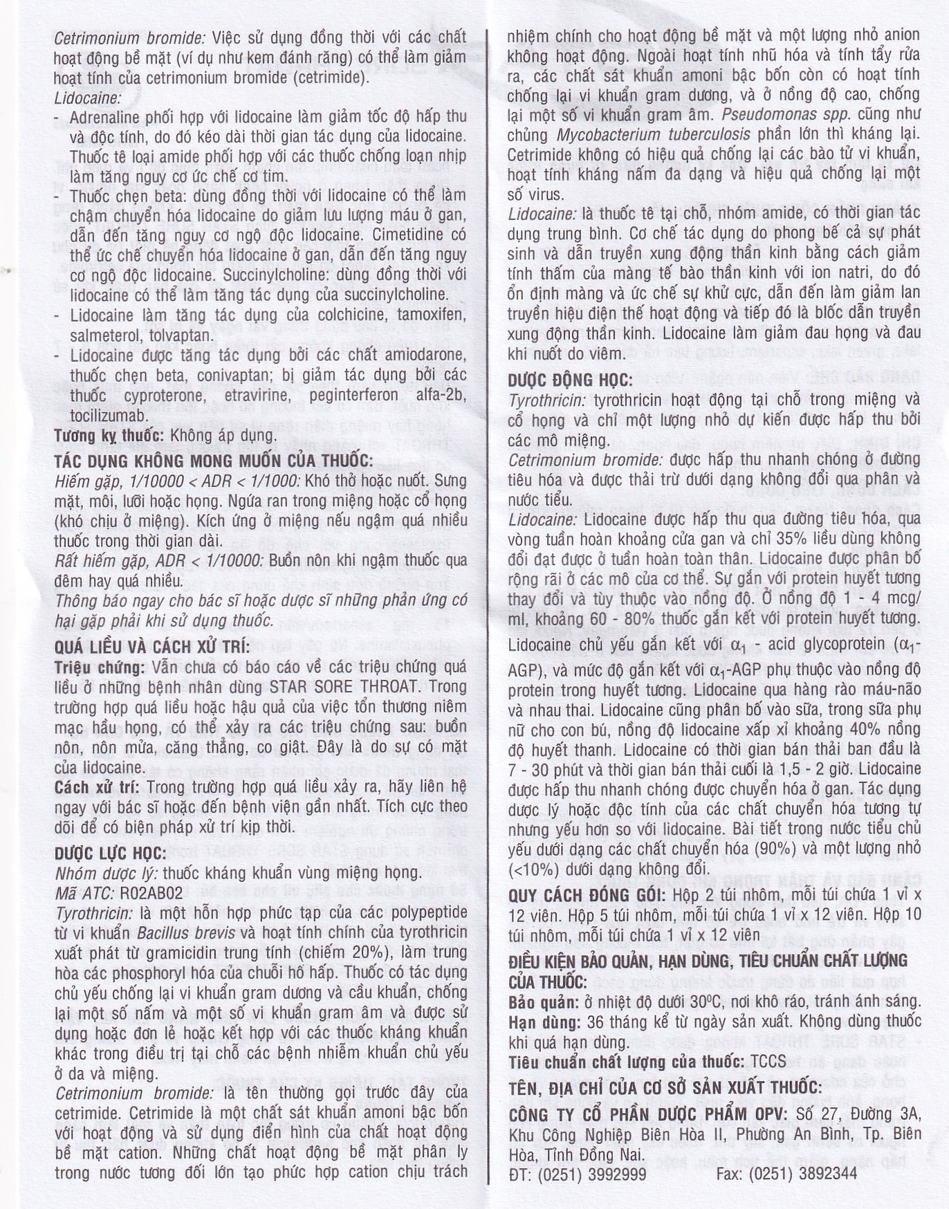 Viên ngậm Star Sore Throat OPV không đường điều trị đau họng, viêm họng (2 vỉ x 12 viên)