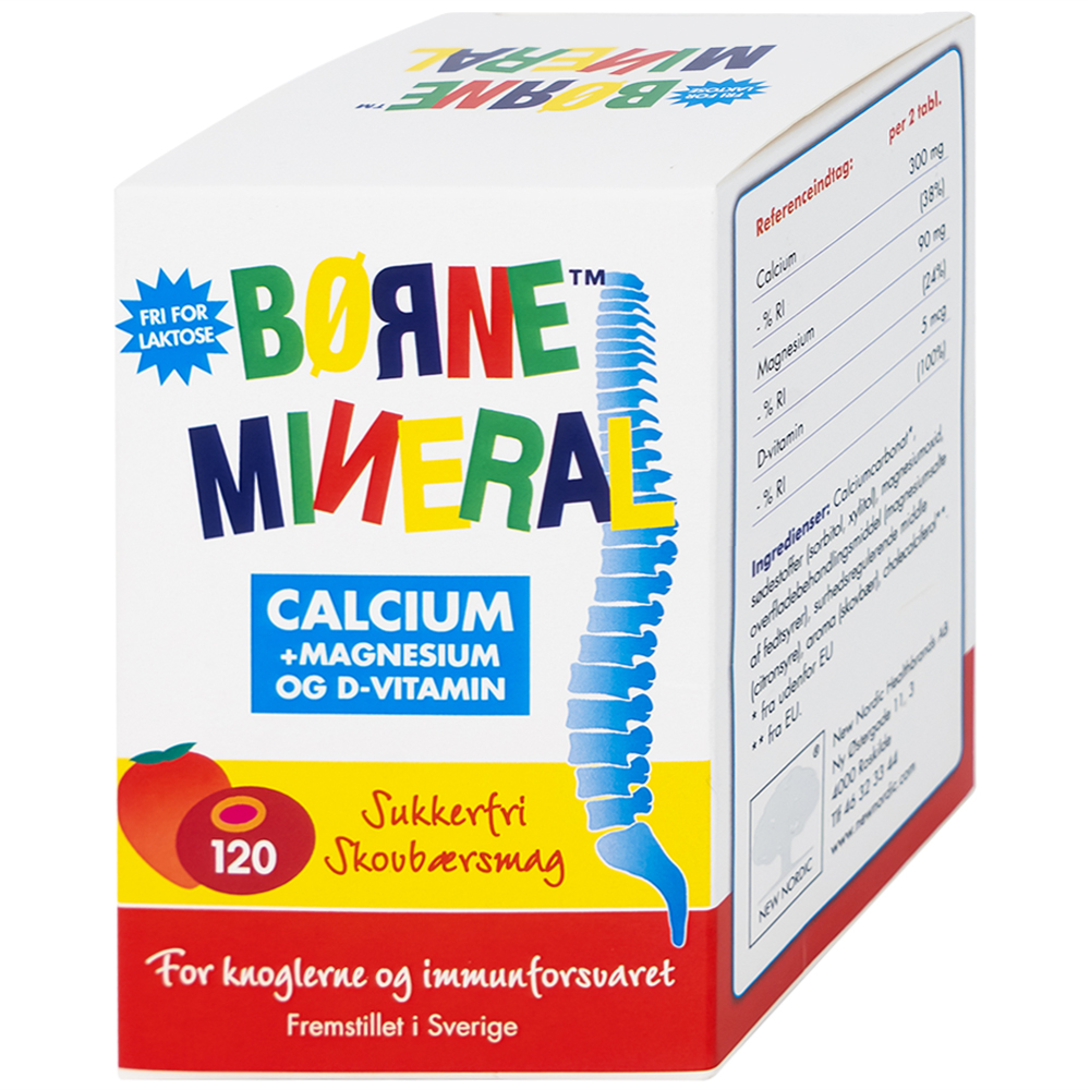 Viên nhai giúp tăng chiều cao, giảm nguy cơ còi xương cho trẻ em Borne Mineral New Nordic (120 viên)