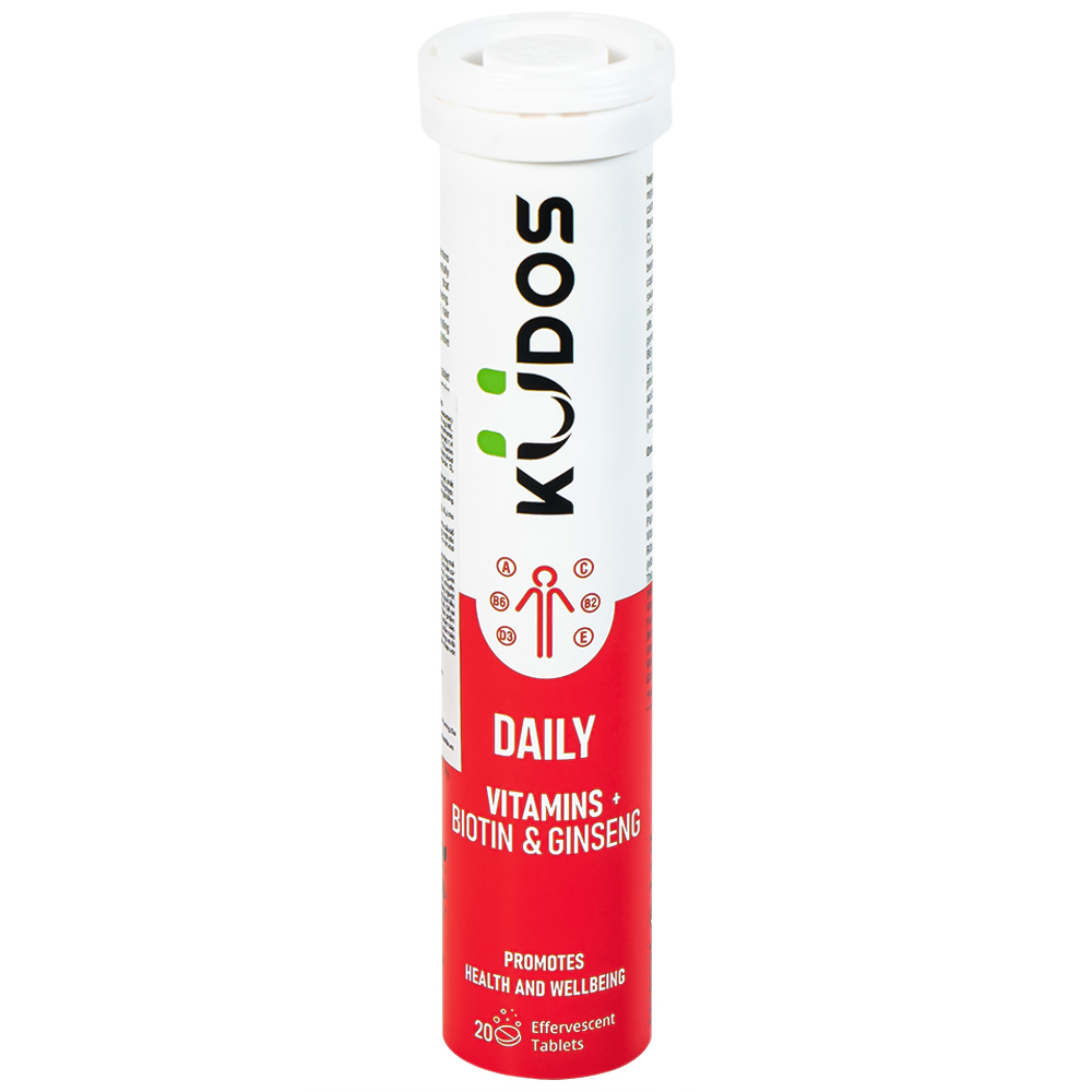 Viên sủi giúp bổ sung các vitamin cho cơ thể Kudos Daily Vitamins Plus Biotin & Ginseng hương cam (20 viên)